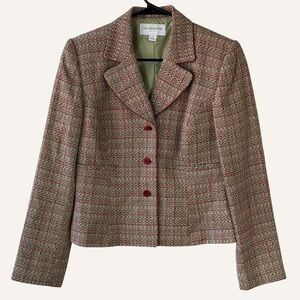 Liz Claiborne Women's Red and Cream Tweed Blazer Size 10